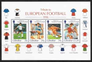 1996 Gibraltar MS.775 European Football Mini Sheet U/M (MNH)