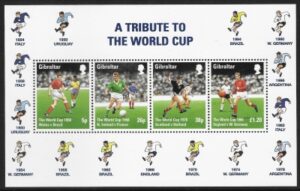 1997 Gibraltar MS.827 Football mini sheet U/M (MNH)
