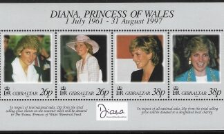 1998  Gibraltar  MS.828  Princess Diana  mini sheet U/M (MNH)