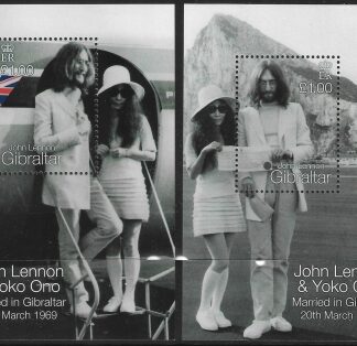 1999  Gibraltar MS.880 30th Wedding Anniv John Lennon and Yoko Ono mini sheets(2) U/M (MNH)