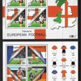 2000 Gibraltar MS.911 European Football mini sheets (2) U/M (MNH)