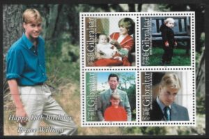 2000 Gibraltar MS.936  Prince William's 18th Birthday mini sheet. U/M (MNH)