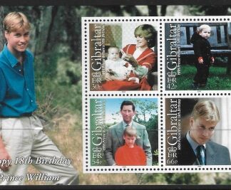 2000 Gibraltar MS.936  Prince William's 18th Birthday mini sheet. U/M (MNH)
