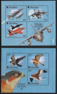 2001 Gibraltar MS.988 Wings of Prey mini sheets(2) U/M (MNH)