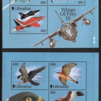 2001  Gibraltar MS.988  Wings of Prey mini sheets(2) U/M (MNH)