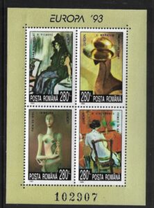 1993 Romania MS.5526 Europa 'Contempary Art' mini sheet U/M (MNH)