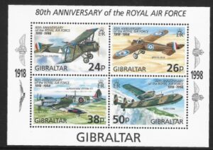 1998 Gibraltar MS.833 80th Anniv. of Royal Air Force mini sheet U/M (MNH)