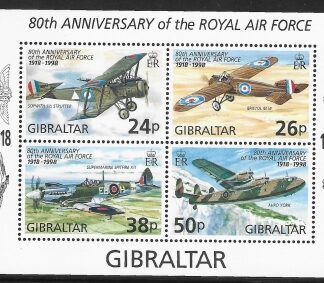 1998  Gibraltar  MS.833  80th Anniv. of Royal Air Force mini sheet U/M (MNH)