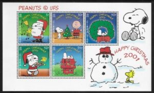 2001 Gibraltar MS.994 Christmas.'Peanuts' mini sheet U/M (MNH)