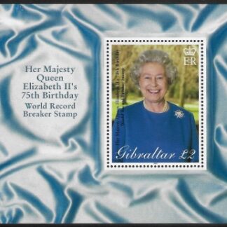 2001  Gibraltar  MS.977  75th Birthday QEII mini sheet U/M (MNH)