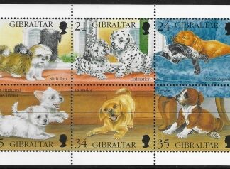 1996  Gibraltar  SG.761-6  Puppies  set 6 values U/M (MNH)