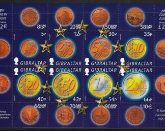 2002  Gibraltar  MS.995 Introduction of Euro Currency. mini sheet  U/M (MNH)