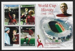 2002 Gibraltar MS.1010 World Cup Football Championships. mini sheet U/M (MNH)