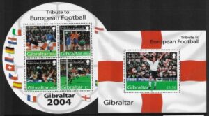 2004 Gibraltar MS.1087 European Football Championships.. mini sheets (2) U/M (MNH)