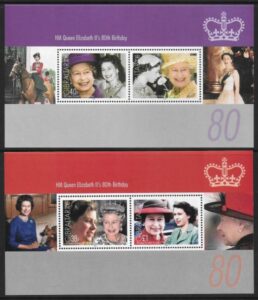 2006  Gibraltar  MS.1160.  80th Birthday of Queen Elizabet II.  mini sheets (2). U/M (MNH)