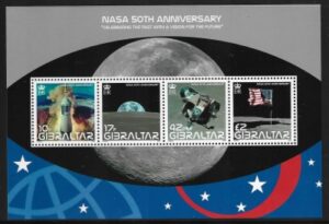 2008 Gibraltar MS.1291 50th Anniv. of NASA mini sheet. U/M (MNH)