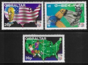 1994 Gibraltar SG.721-3 World Cup Football Championship set 3 values U/M (MNH)