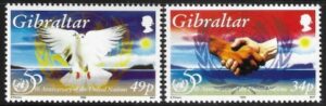 1995 Gibraltar SG.754-5 50th Anniv. United Nations set 2 values U/M (MNH)