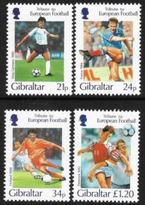 1996 Gibraltar SG.771-4 European Football England set 4 values U/M (MNH)