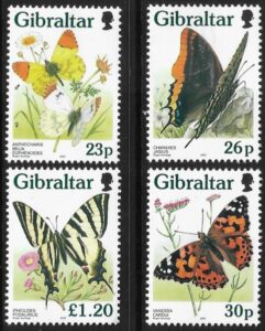 1997 Gibraltar SG.804-7 Butterflies set 4 values. U/M (MNH)