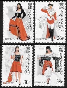 1998 Gibraltar SG.834-7 Europa 'Festivals National Day' set 4 values U/M (MNH)