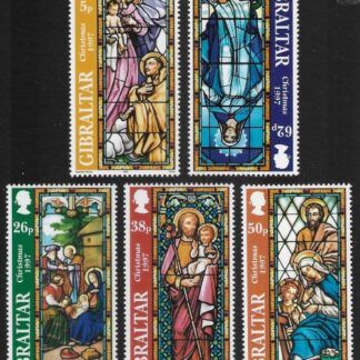 1997 Gibraltar  SG.817-21 Christmas 'Stained Glass Windows set 5 values U/M (MNH)