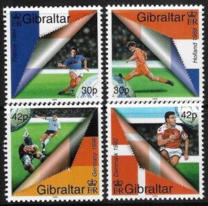 2000 Gibraltar SG.907-10 European Football Netherlands set 4 values U/M (MNH)