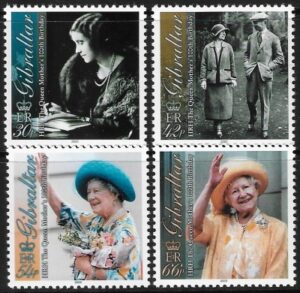 2000 Gibraltar SG.937-40 Queen Mother 100th Birthday set 4 values U/M (MNH)