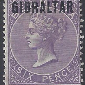 1886 Gibraltar SG.6  6d deep lilac  mounted mint.