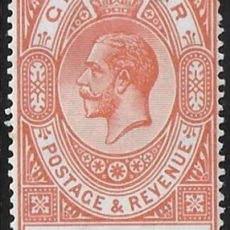 1927 Gibraltar.  SG.107 KGV.  £1 red-orange & black. lightly mounted mint.