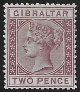 1886 Gibraltar SG.10 2d brown-purple lightly mounted mint.