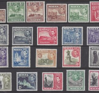 1938-43  Malta  SG.217-31  KGVI  definitive set of 21 values U/M (MNH)