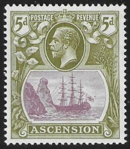 1924-33 Ascension Island SG.15d 5d purple and olive green. lightly mounted mint.