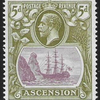 1924-33  Ascension Island  SG.15d  5d purple and olive green. lightly mounted mint.
