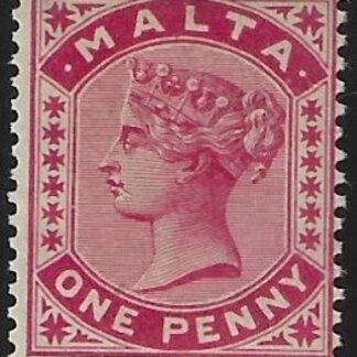 1885-90  Malta  SG.21 1d rose perf 14 Crown CA U/M (MNH)