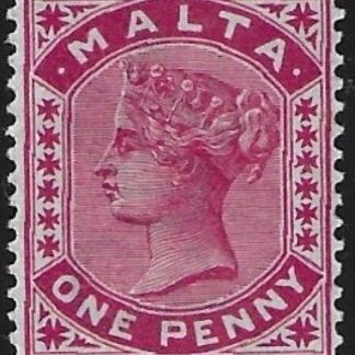 1885-90 Malta  SG.22 1d carmine Perf 14 Crown CA. very lightly mounted.