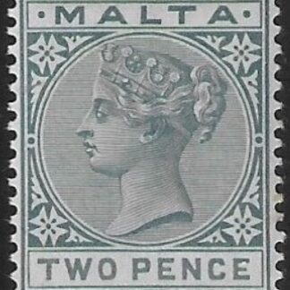 1885-90  Malta  SG.23 2d grey perf 14 crown CA U/M (MNH)
