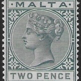 1885-90  Malta  SG.23 2d grey perf 14 crown CA U/M (MNH)