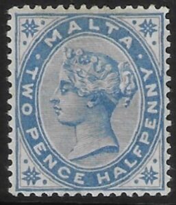 1885-90 Malta SG.24 2½d dull blue perf 14 crown CA mounted mint