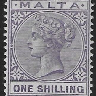 1885-90  Malta  SG.28  1/- violet  perf 14 crown CA  mounted mint