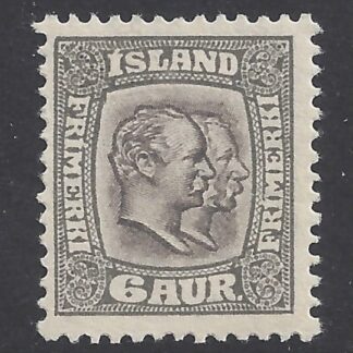 1907 Iceland - SG.85  Kings Christian IX & Frederik VIII  6A Sepia/Grey.  lightly mounted mint.