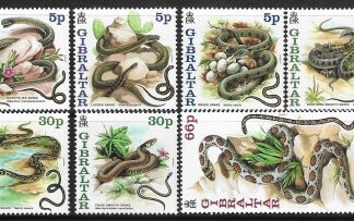 2001 Gibraltar  SG.960-6  Snakes  set 7 values U/M (MNH