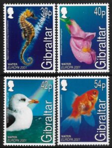 2001 Gibraltar SG.968-71 Europa 'Water & Nature' set 4 values U/M (MNH