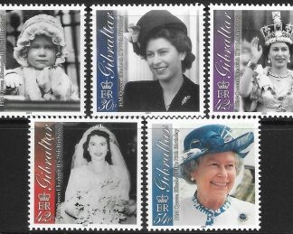 2001 Gibraltar  SG.972-6  75th Birthday of Queen Elizabeth II   set 5 values U/M (MNH