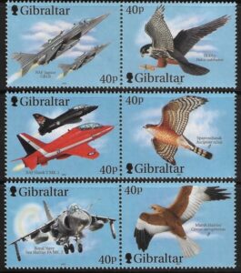 2001 Gibraltar SG.982-7 Wings of Prey (3rd series) set 6 values U/M (MNH