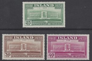 1938 Iceland SG.234-6 20th Anniv of Independence. set 3 values U/M (MNH)