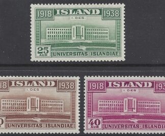 1938 Iceland SG.234-6  20th Anniv of Independence. set 3 values U/M (MNH)