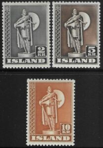 1947  Iceland  SG.254a - 6a  perf 11½ set 3 values U/M (MNH)