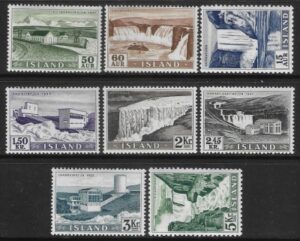 1956 Iceland SG.335-42 Power Plants and Waterfalls. set 8 values U/M (MNH)
