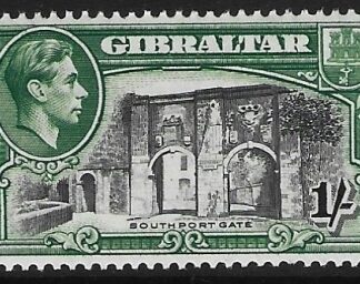 1942 Gibraltar  SG.127b   1/-  black and green  perf 13  U/M (MNH)